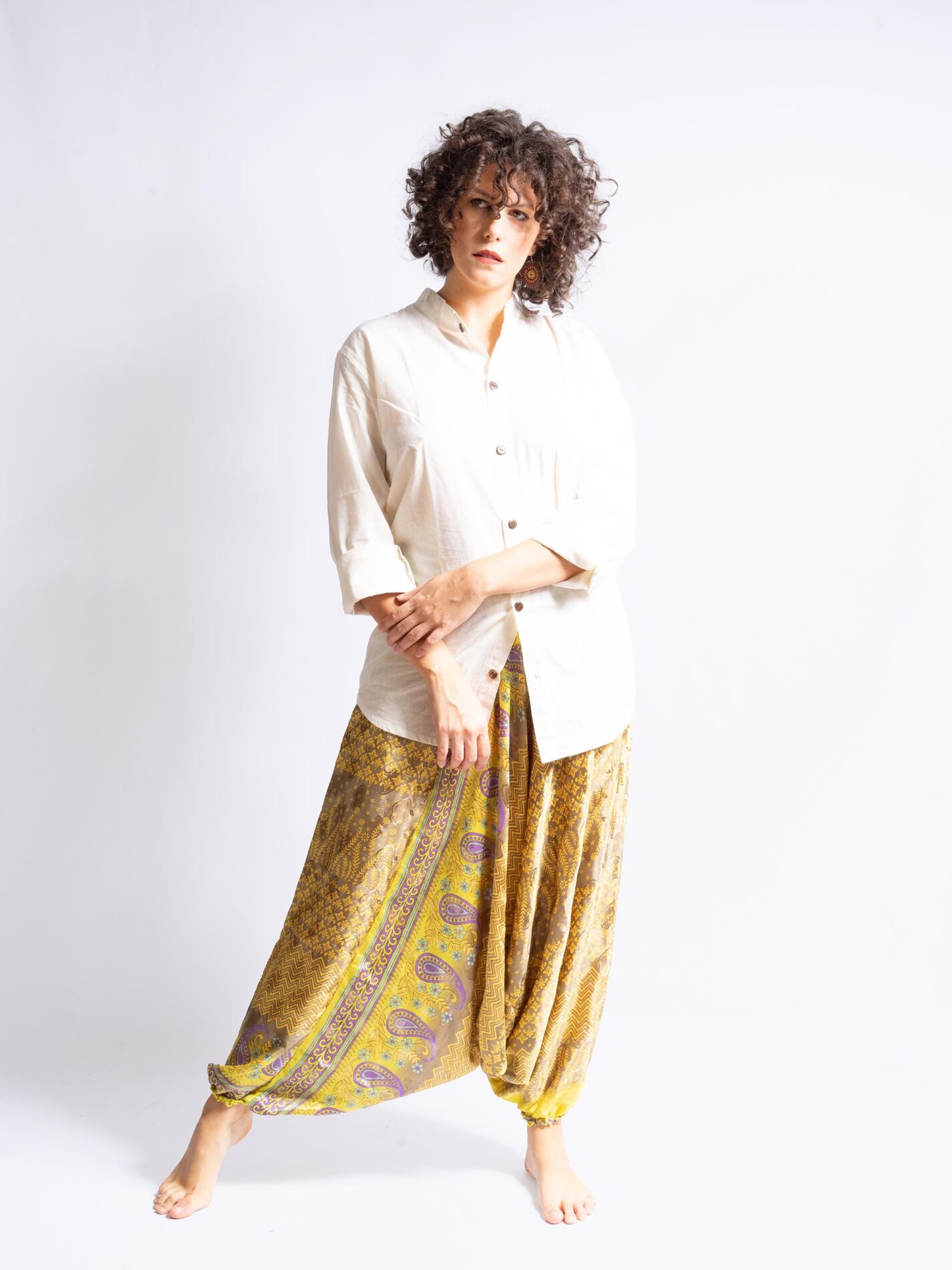 Pantalone afgano giallo con zigzag – Goa