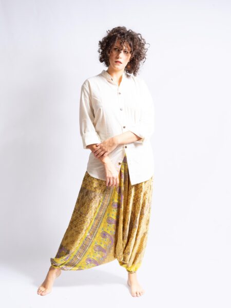 Pantalone afgano giallo con zigzag – Goa