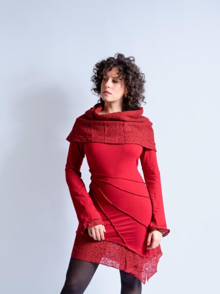 Jaipur - Maglia Etnica Asimmetrica Rossa