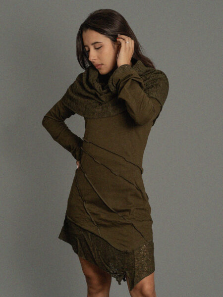 Jaipur - Maglia Etnica Asimmetrica Verde