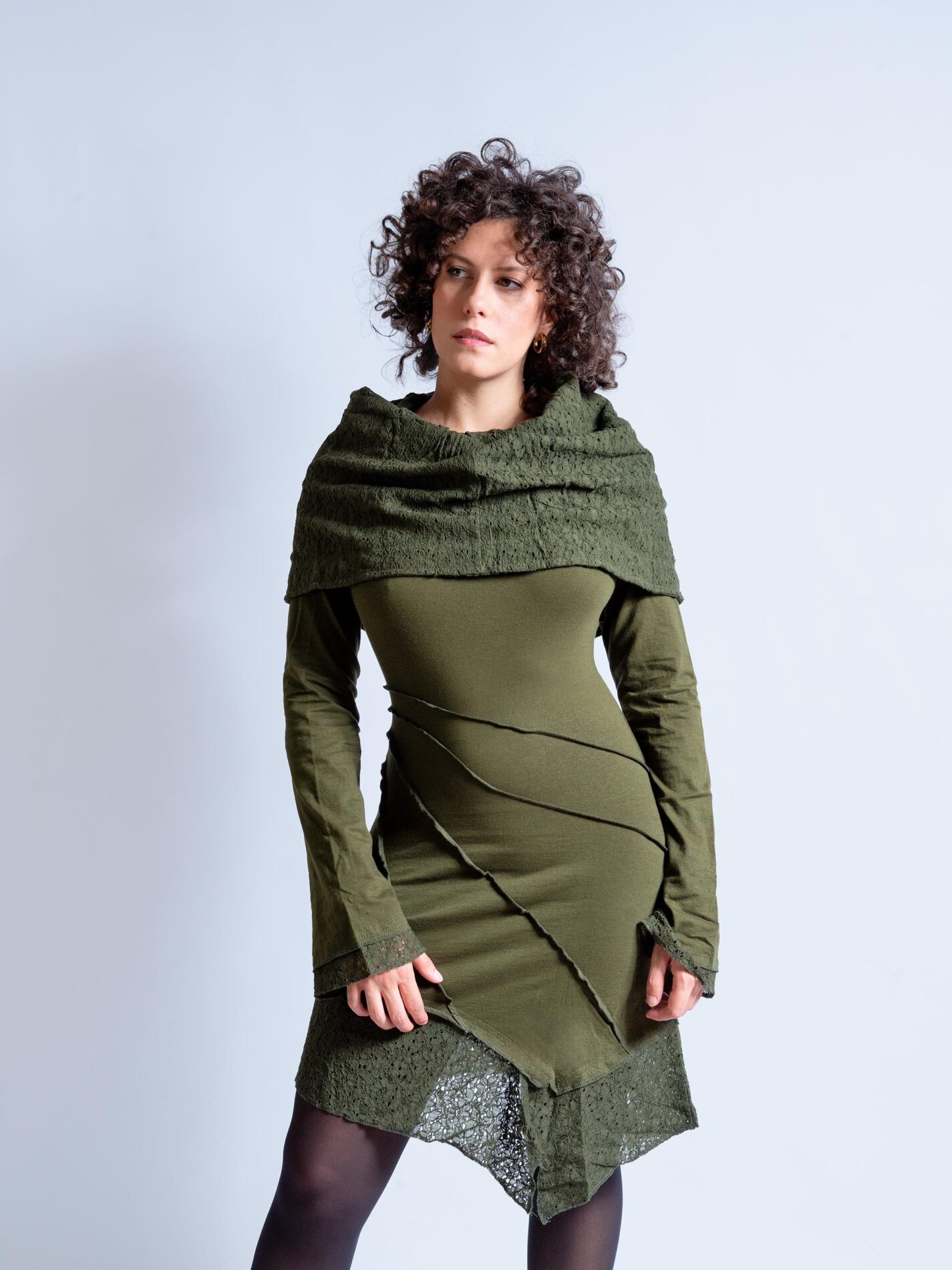 Jaipur - Maglia Etnica Asimmetrica Verde