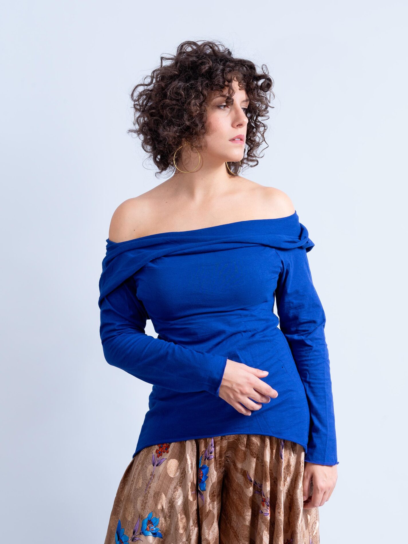 Tamil - Felpa Etnica con Cappuccio Blu