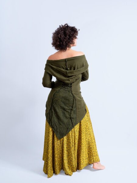 Tamil - Felpa Etnica con Cappuccio Verde (2)