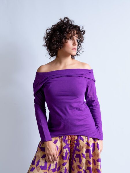 Tamil - Felpa Etnica con Cappuccio Viola