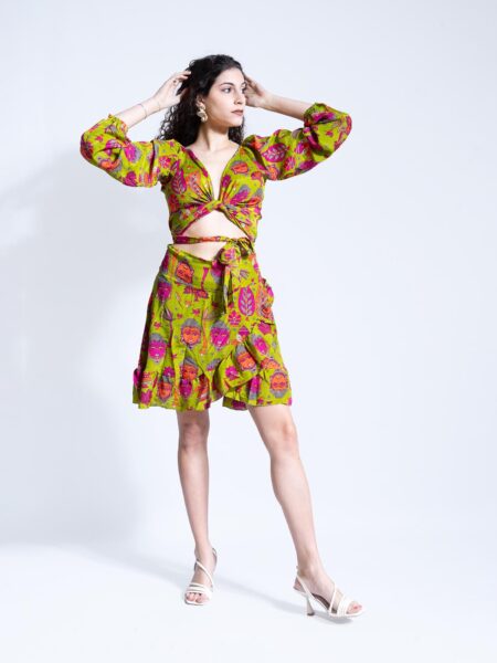 Completo Wrap Top e Mini Gonna KERALA Buddha Edition - Verde