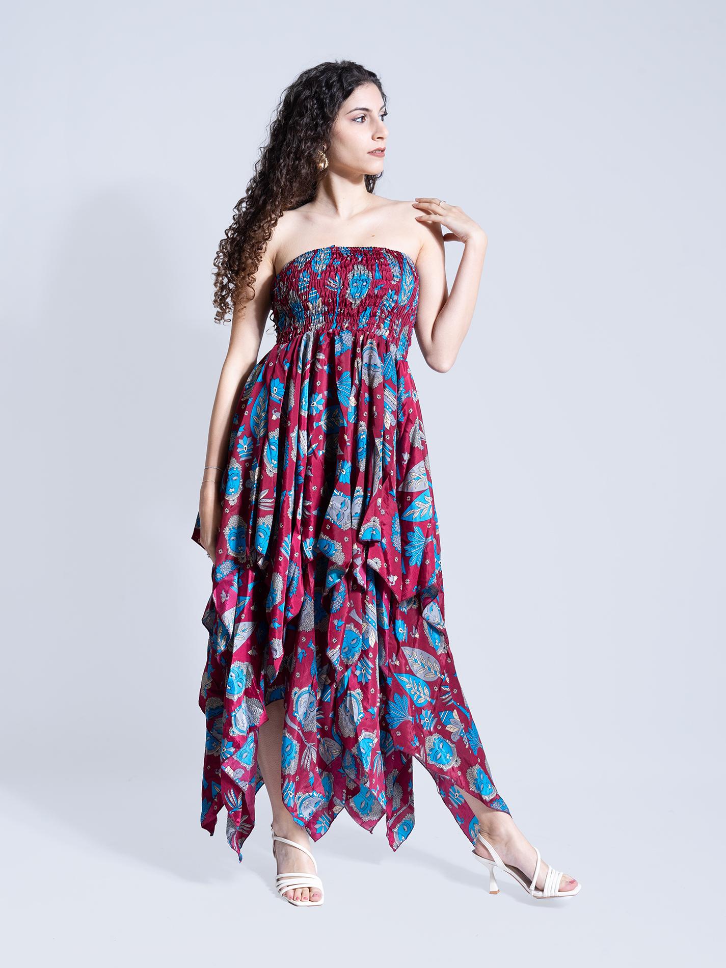 Abito con Elastico e Spalline MUMBAI Buddha Edition – Bordeaux