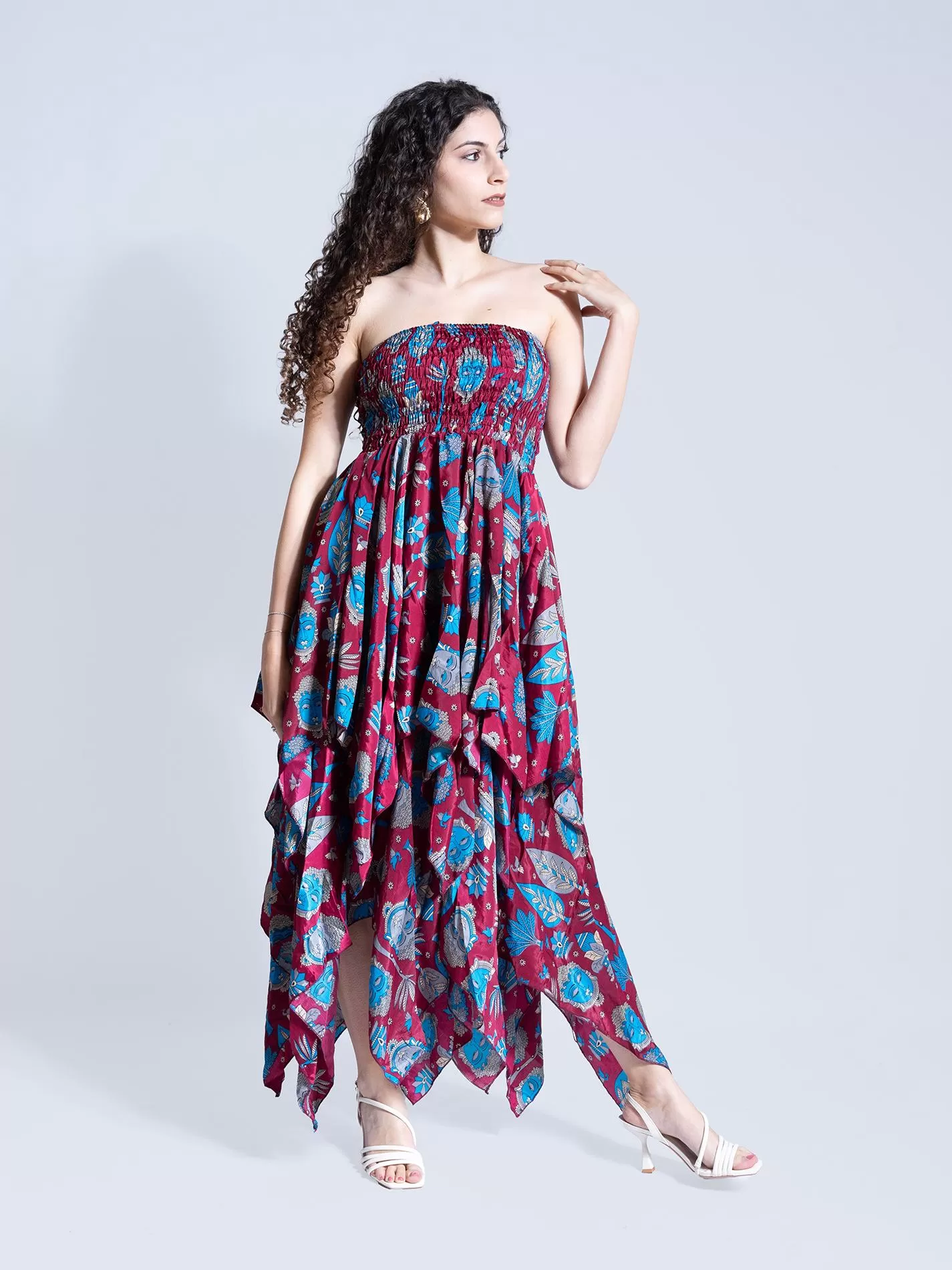 Abito con Elastico e Spalline MUMBAI Buddha Edition – Bordeaux