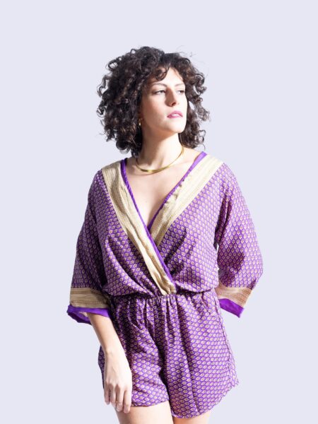 Tutina incrociata copricostume viola e ocra – Kali
