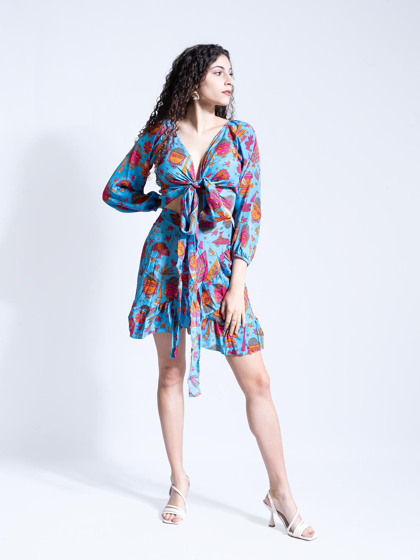 Completo Wrap Top e Mini Gonna KERALA Buddha Edition – Turchese