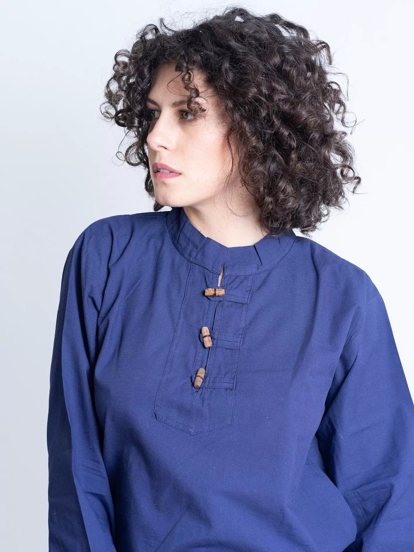 Camicia etnica UNISEX con alamari blu – Palermo