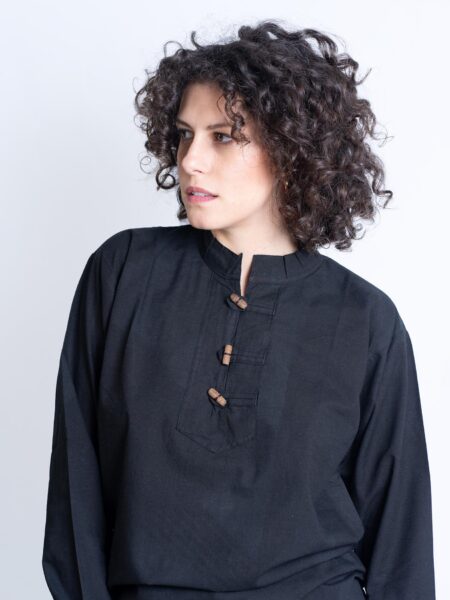 Camicia etnica UNISEX con alamari nero – Palermo