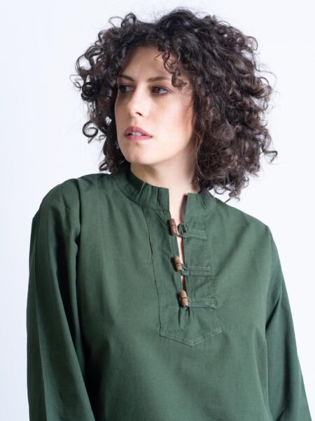 Camicia etnica UNISEX con alamari verde – Palermo