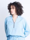 Camicia etnica con scollo azzurro – Donna – Sicilia
