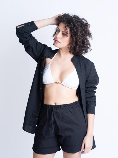 Camicia etnica con sei bottoni nero – Donna – Etna (2)