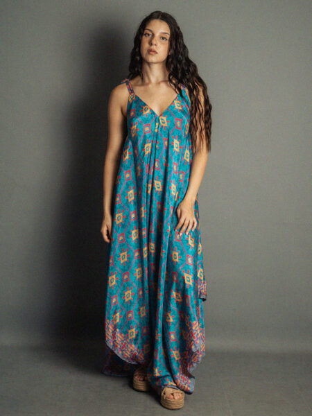 Tuta Jumpsuit azzurro con rombi – Yoga