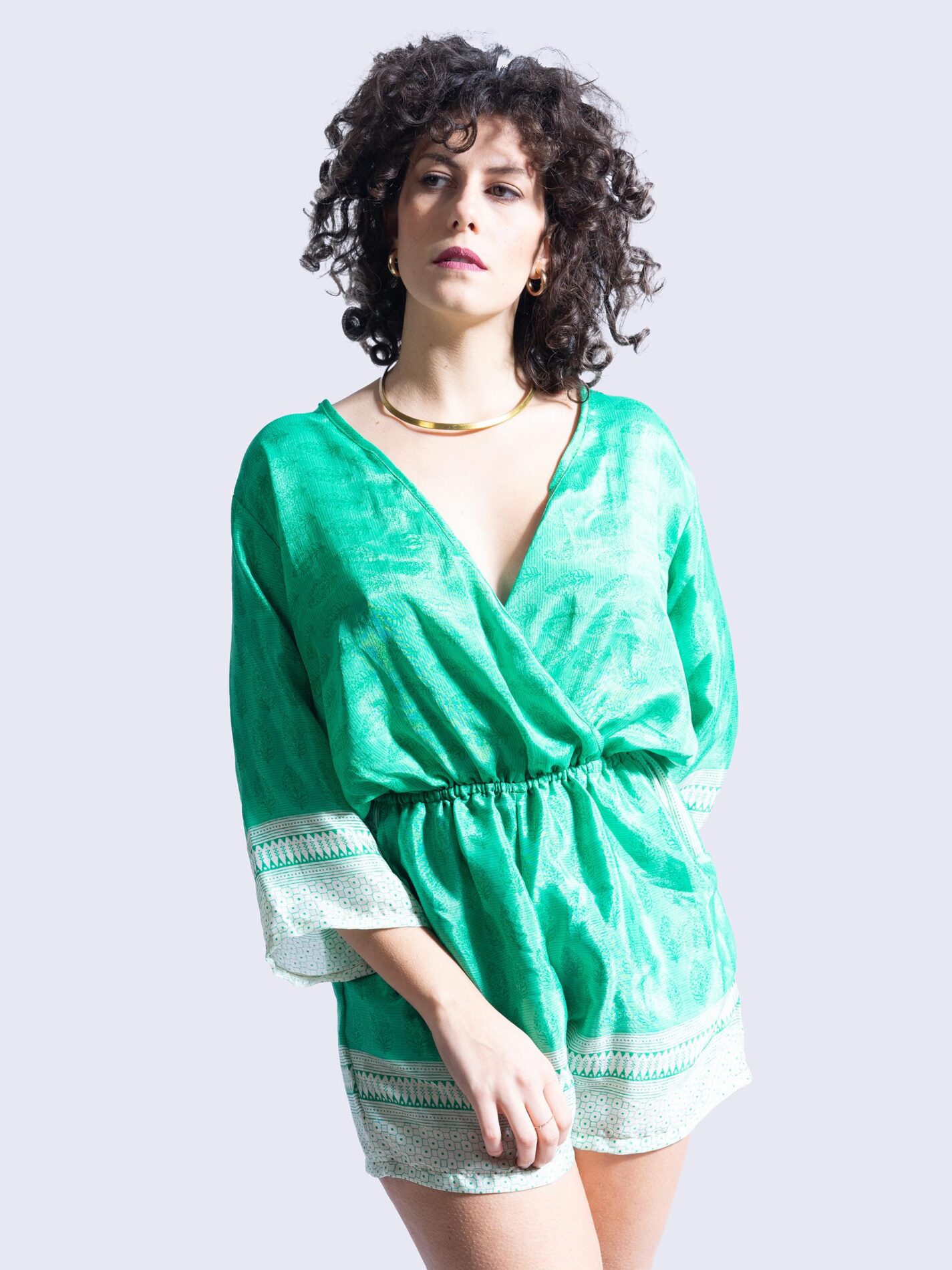 Tutina incrociata copricostume verde fluo – Kali