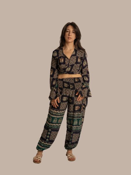 Wrap Top e Pantalone blu notte – Punjabi