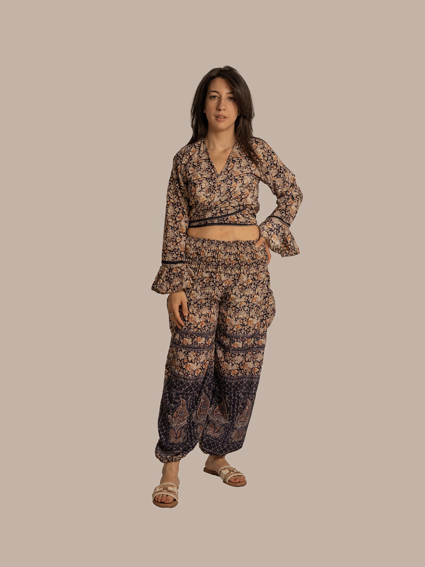 Wrap Top e Pantalone fiori – Punjabi