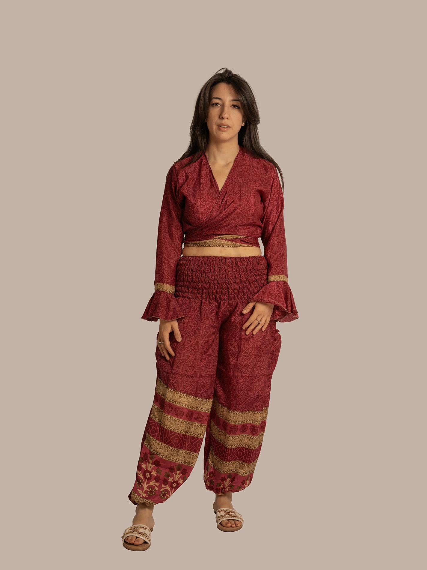 Wrap Top e Pantalone magenta – Punjabi