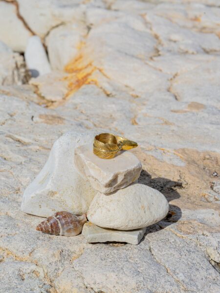 Anello Indiano in Ottone - Piuma grande