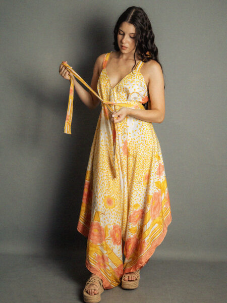 Tuta jumpsuit bianco e giallo – Yoga