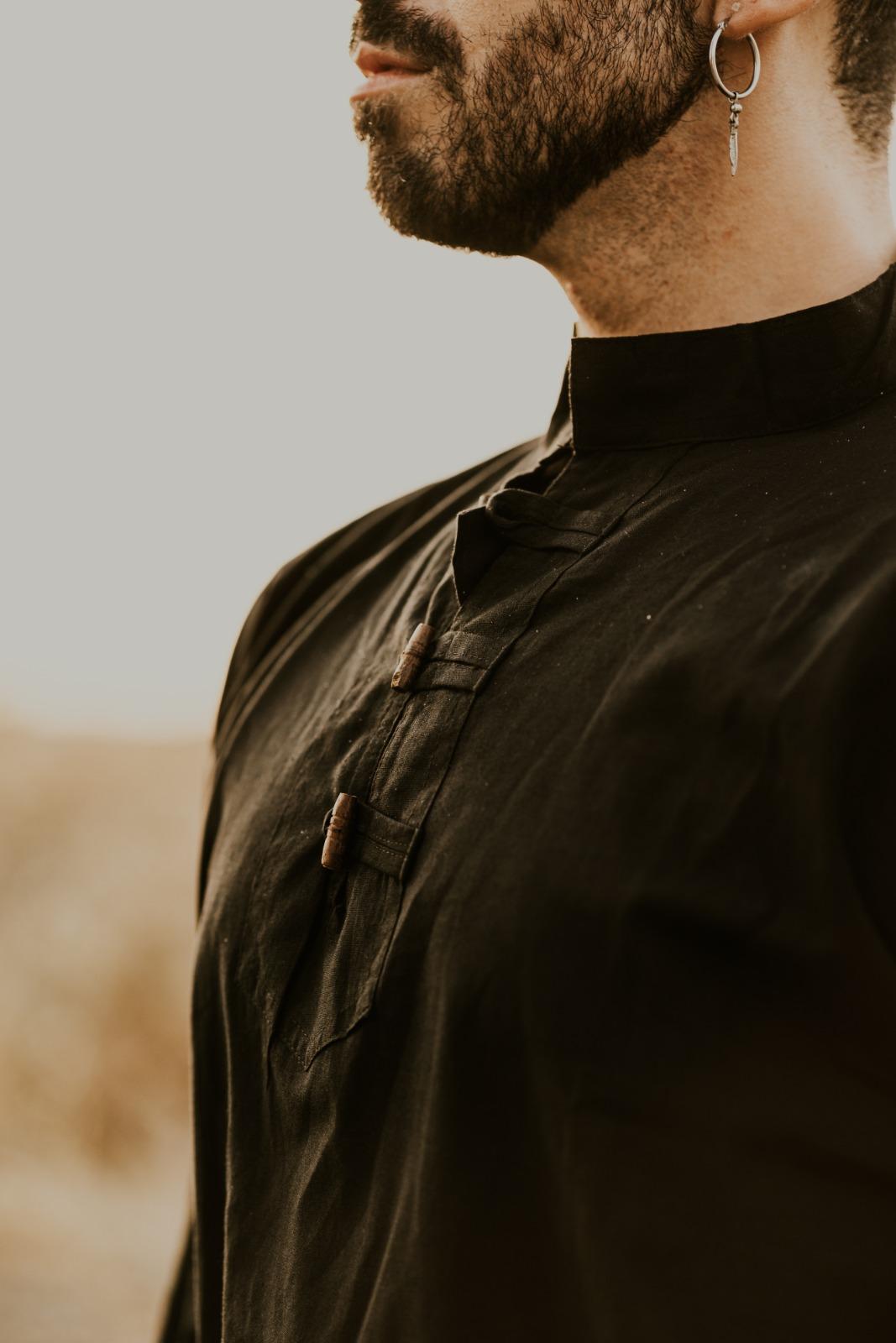 Camicia etnica con alamari nero – Palermo