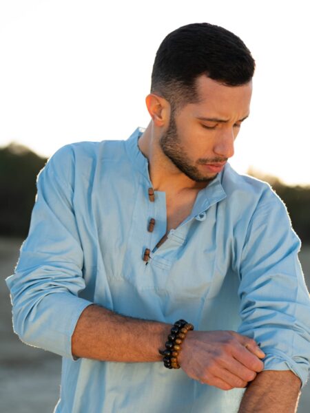 Camicia etnica con alamari azzurro – Palermo