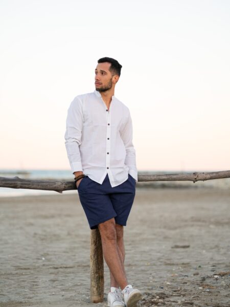 Camicia etnica con sei bottoni bianco - Etna (2)