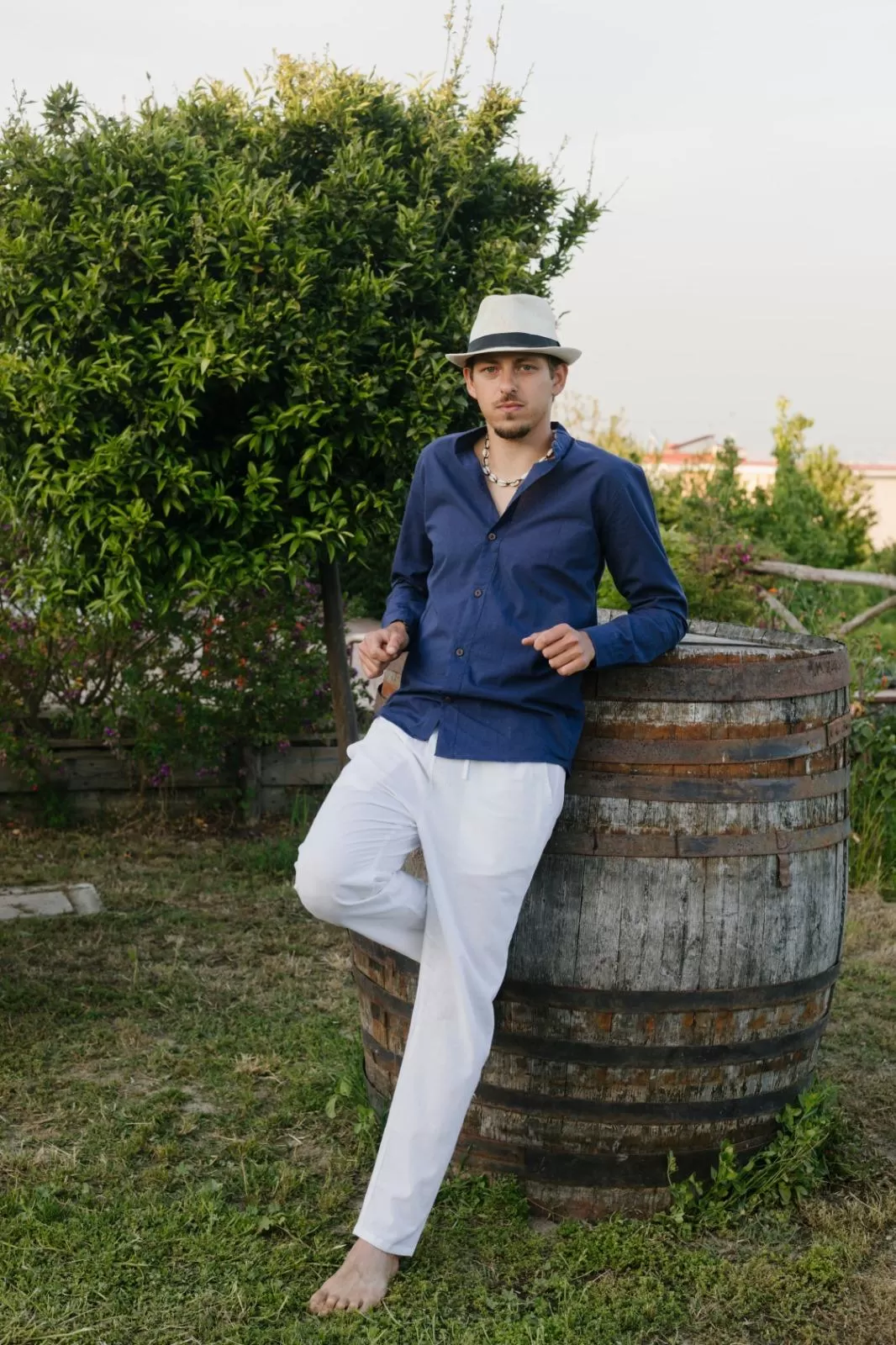 Camicia etnica con sei bottoni blu – Etna