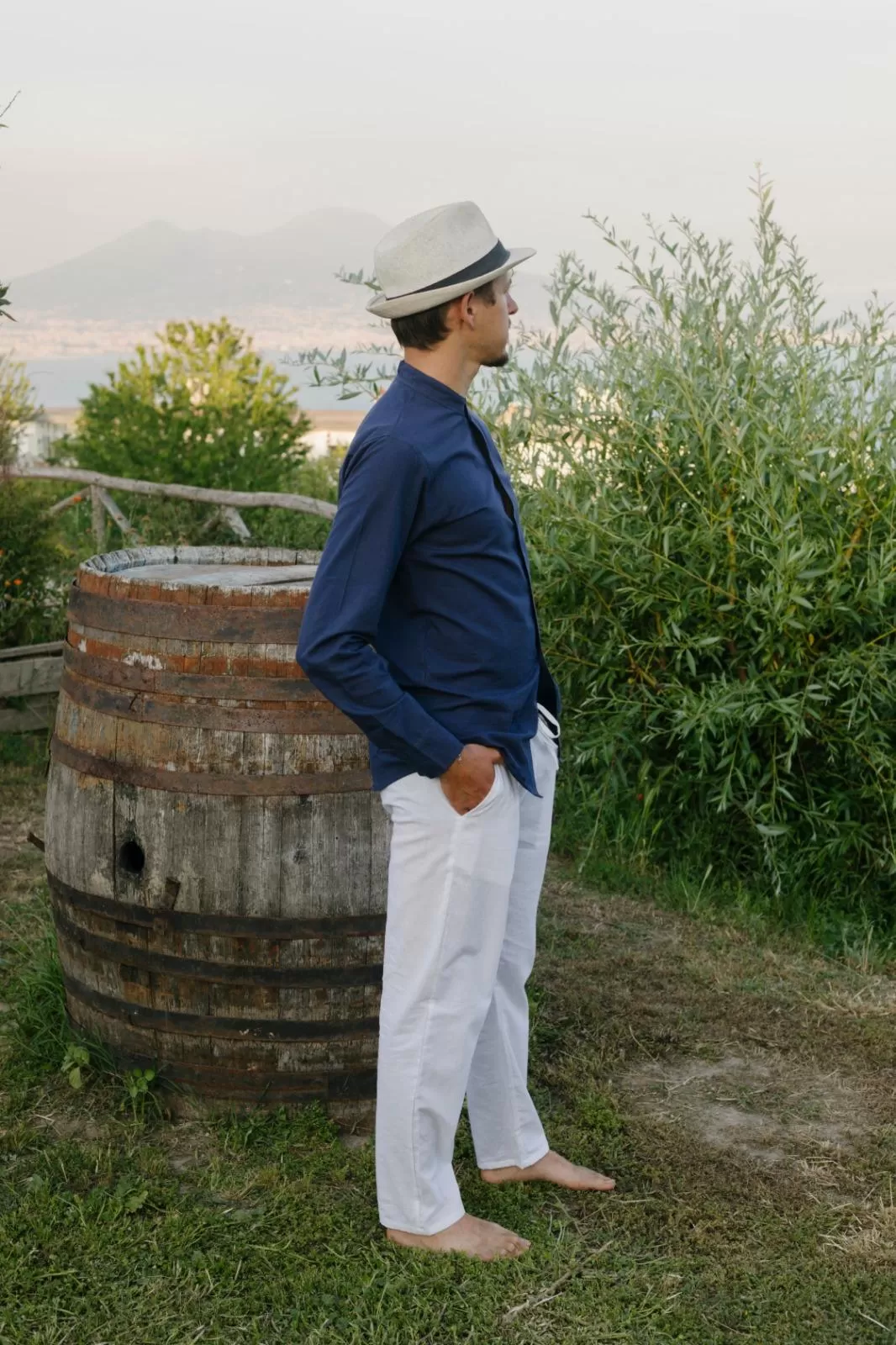 Camicia etnica con sei bottoni blu – Etna