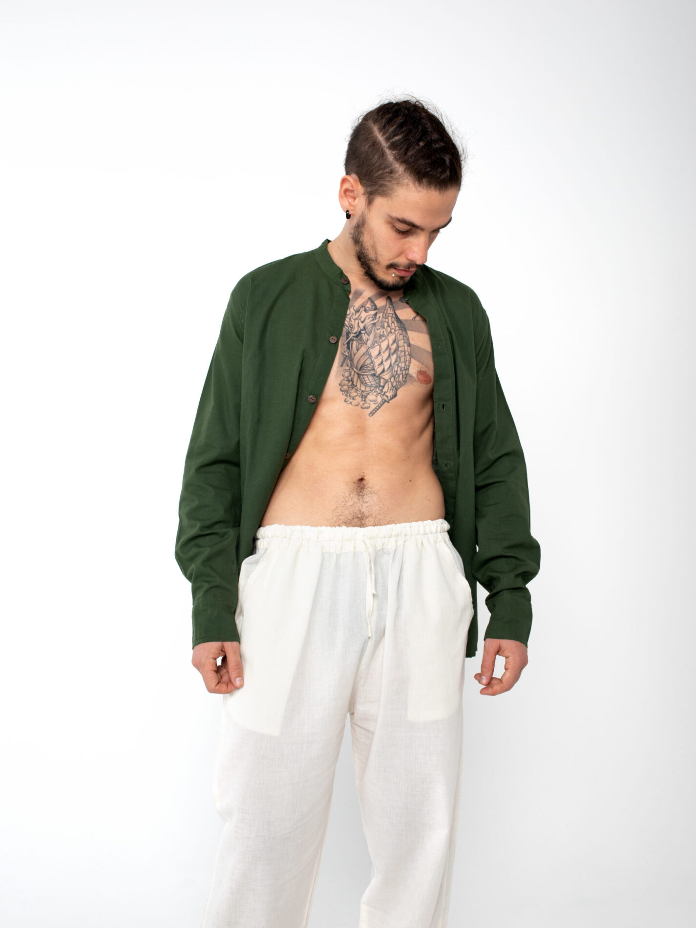 Camicia etnica con sei bottoni verde – Etna