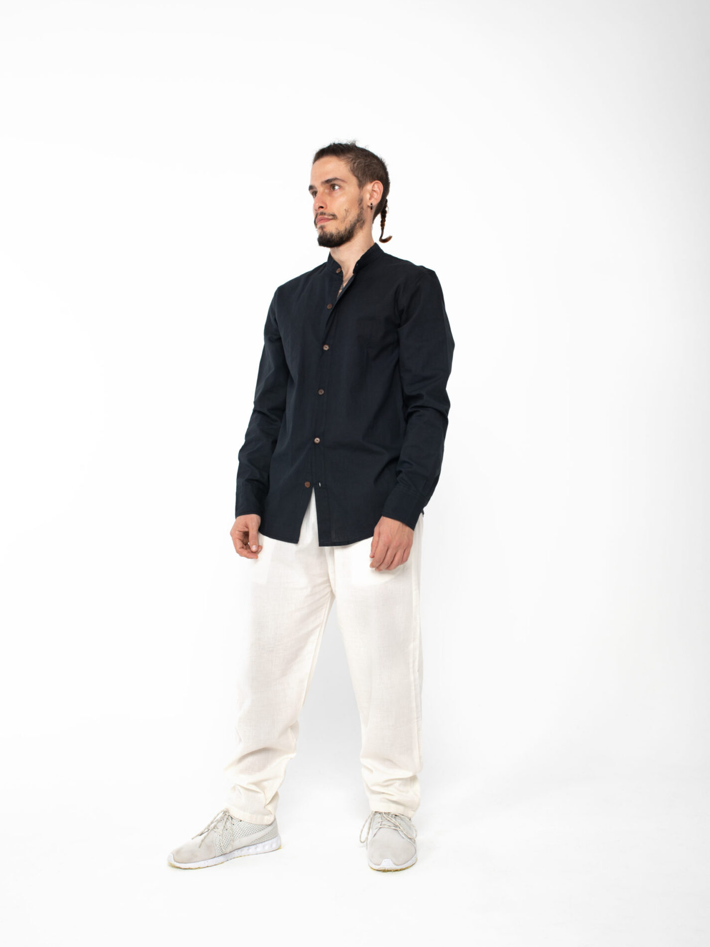 Camicia etnica con sei bottoni nero - Etna