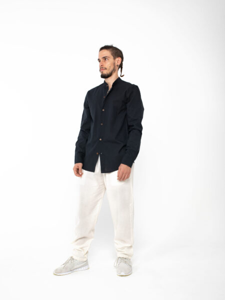 Camicia etnica con sei bottoni nero - Etna