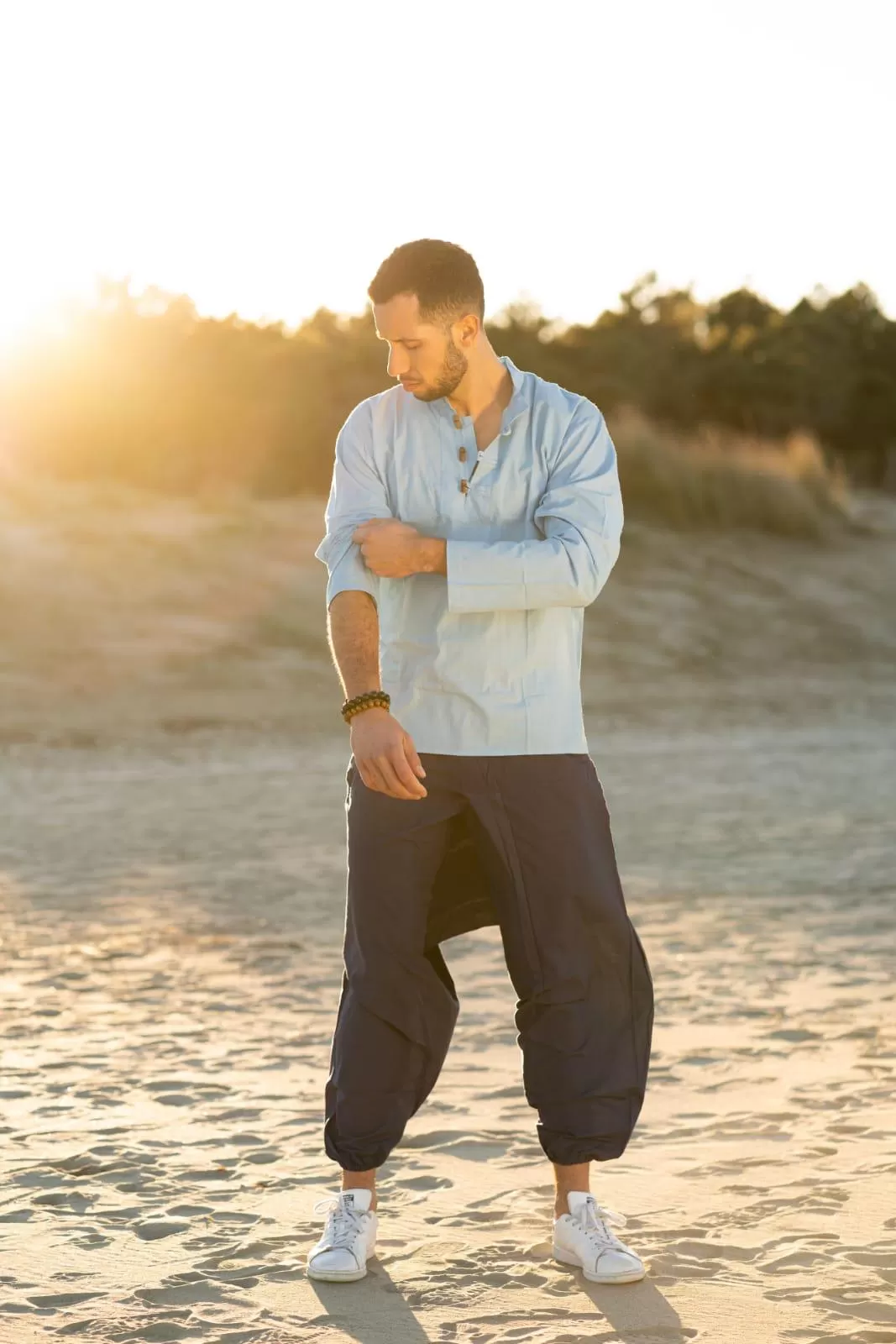 Camicia etnica con alamari azzurro – Palermo