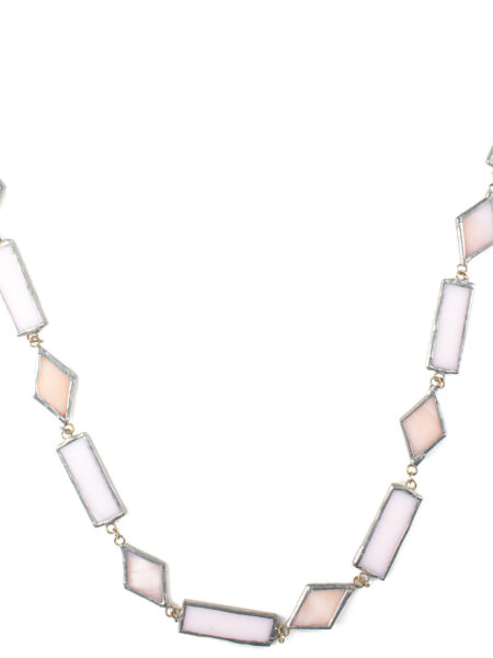 Collana/ Cintura in Vetro rosa opalescente e Metallo