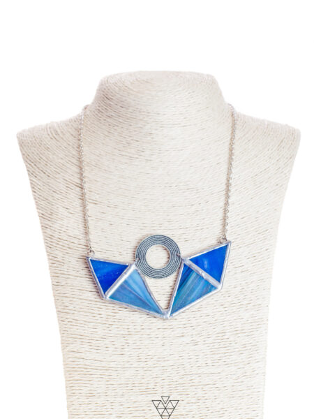 Collana girocollo in Vetro Opalescente Blu e Metallo