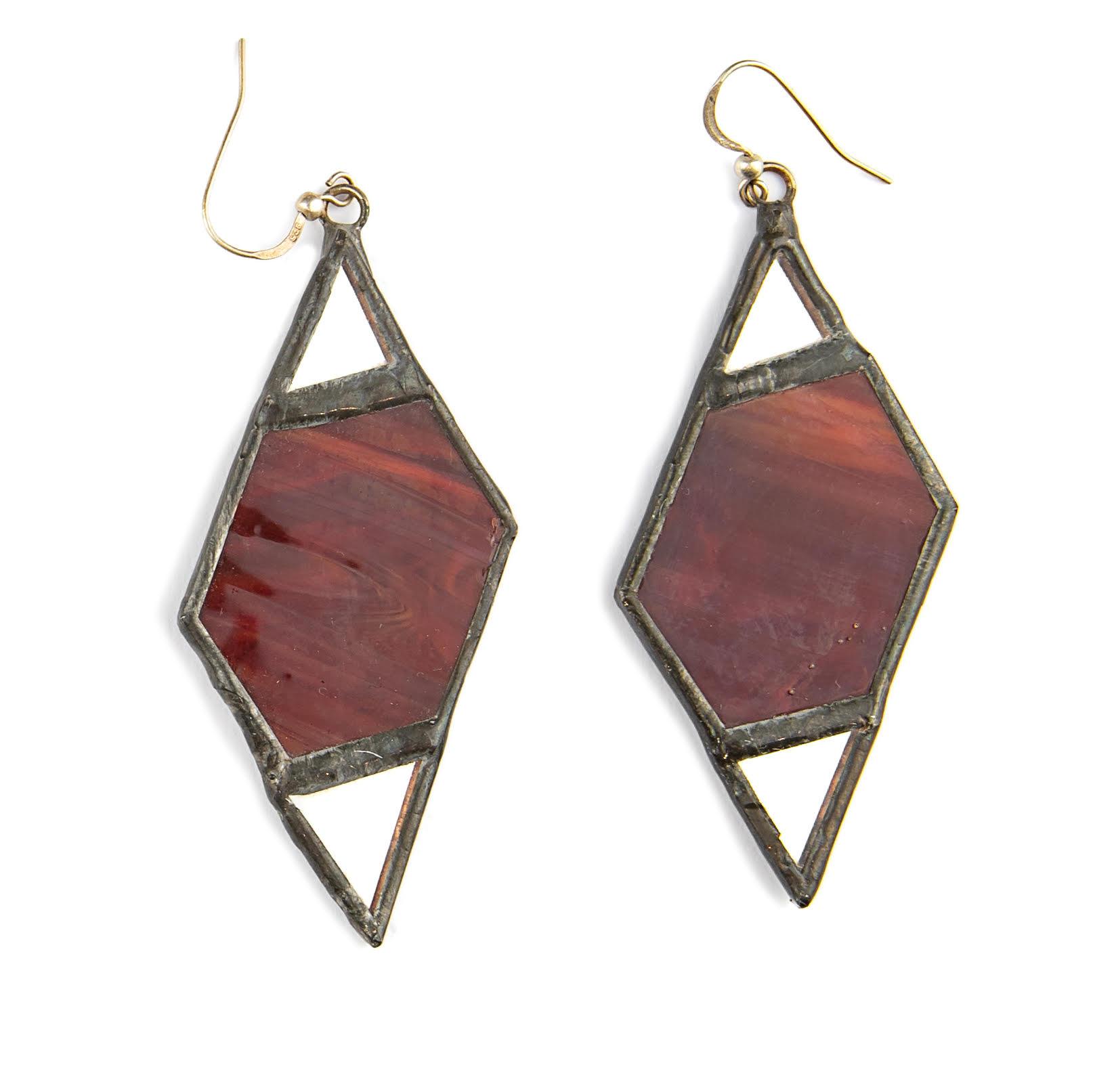 ORECCHINI PENDENTI A ROMBO IN VETRO