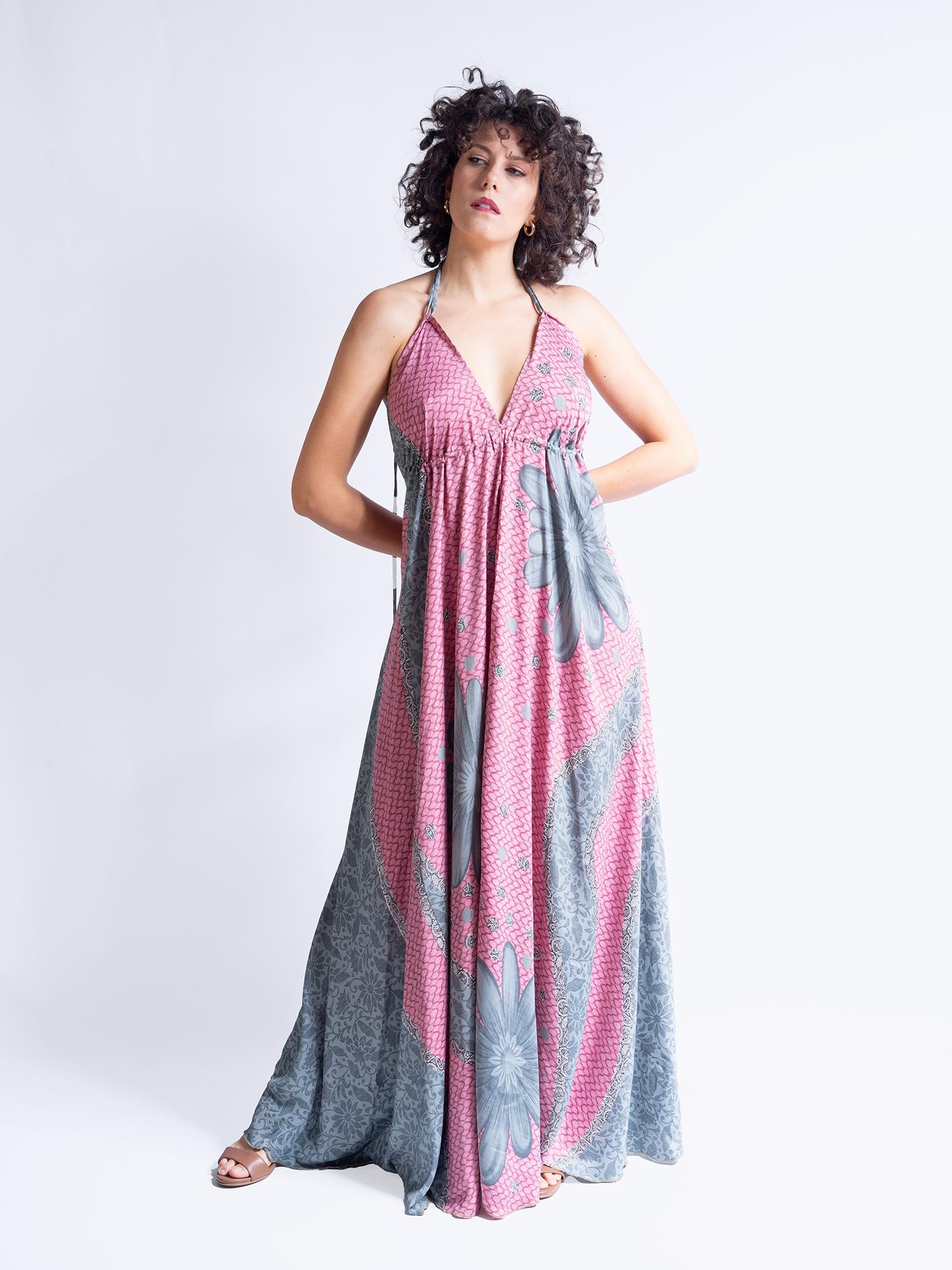 Abito etnico lungo rosa scuro – Delhi