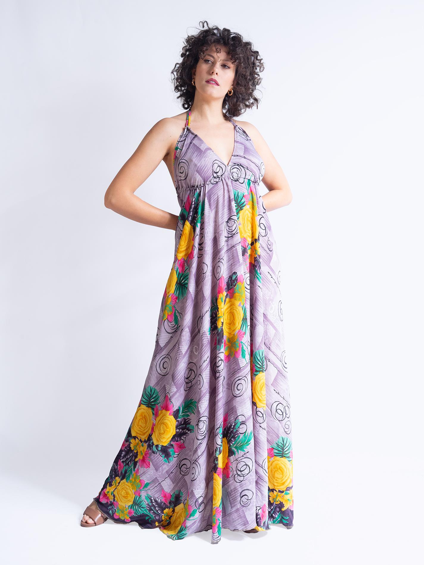 Abito etnico lungo rose – Delhi