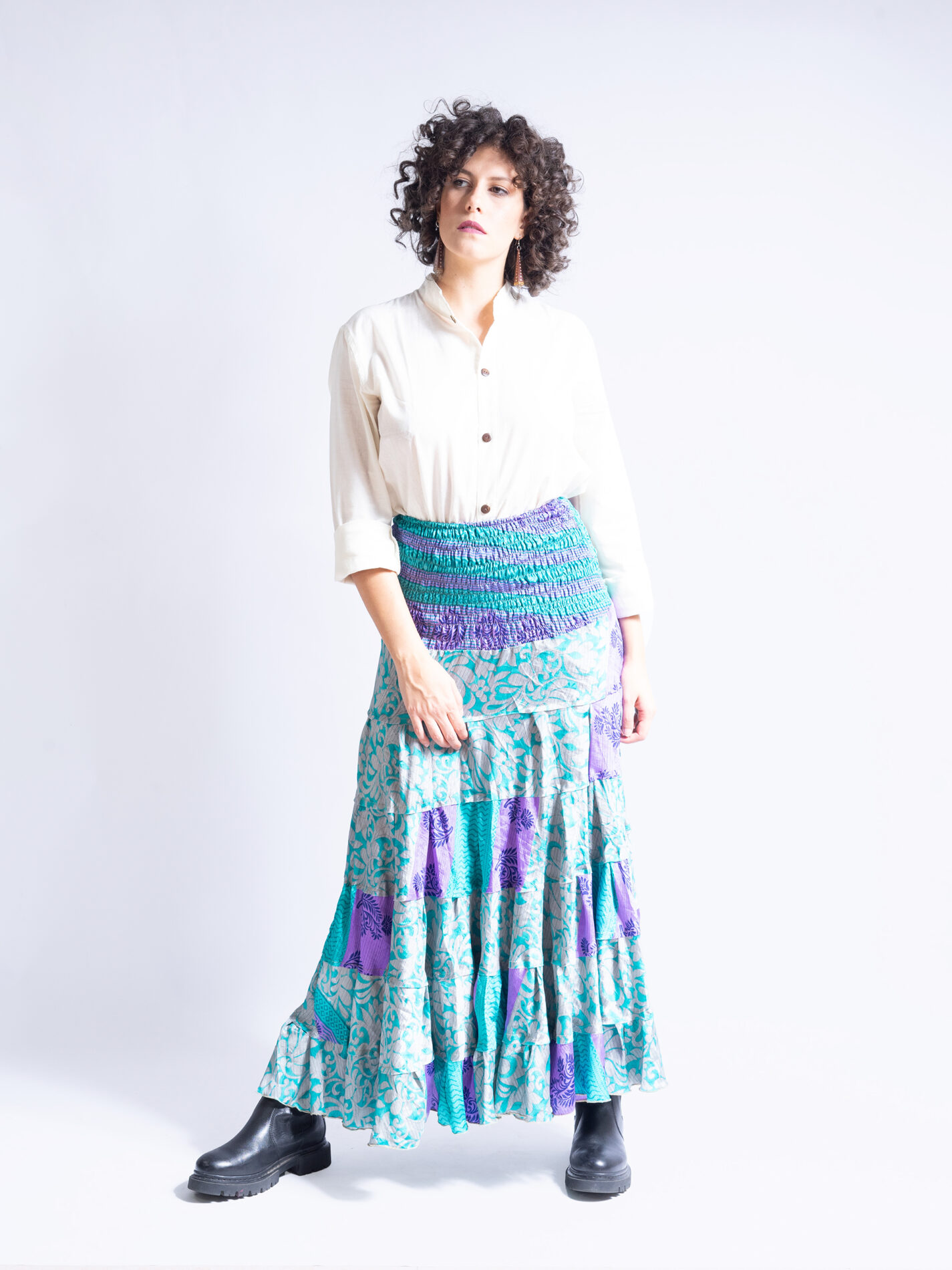 Gonna etnica a balze celeste – Hippie