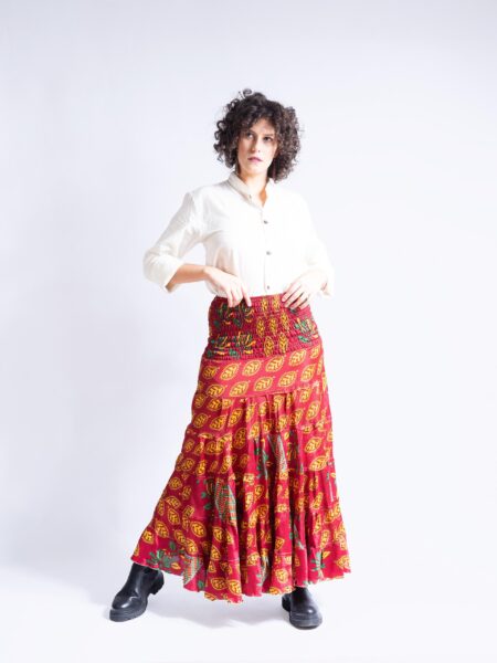 Gonna etnica a balze rosso – Hippie