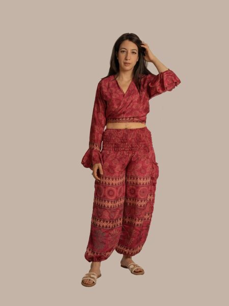 Wrap Top e Pantalone fucsia – Punjabi