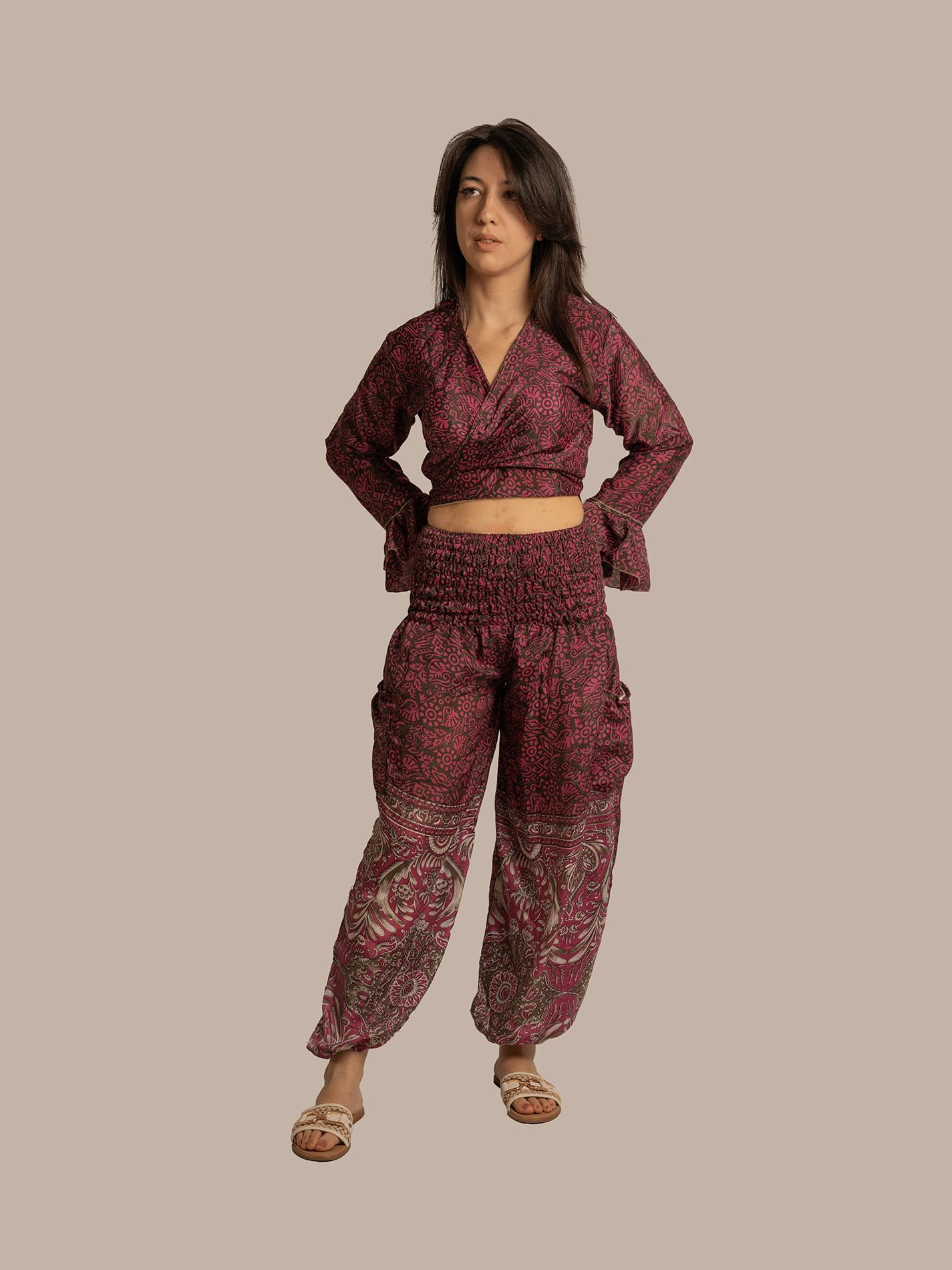Wrap Top e Pantalone viola – Punjabi