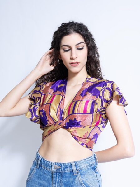 Wrap Top ocra e viola – Bengala