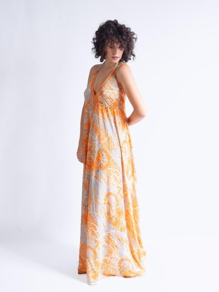 Abito etnico lungo arancione chiaro – Delhi