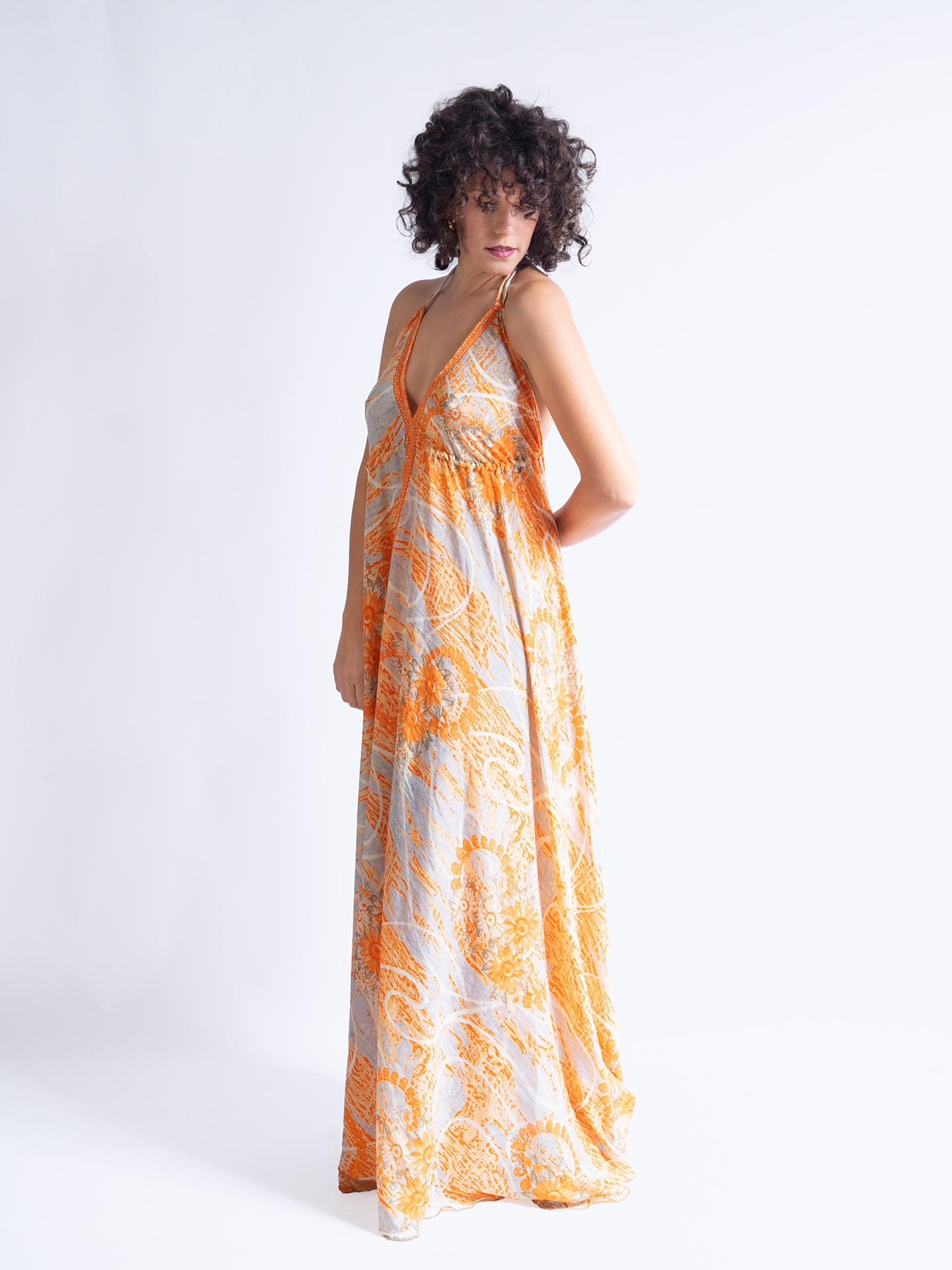 Abito etnico lungo arancione chiaro – Delhi