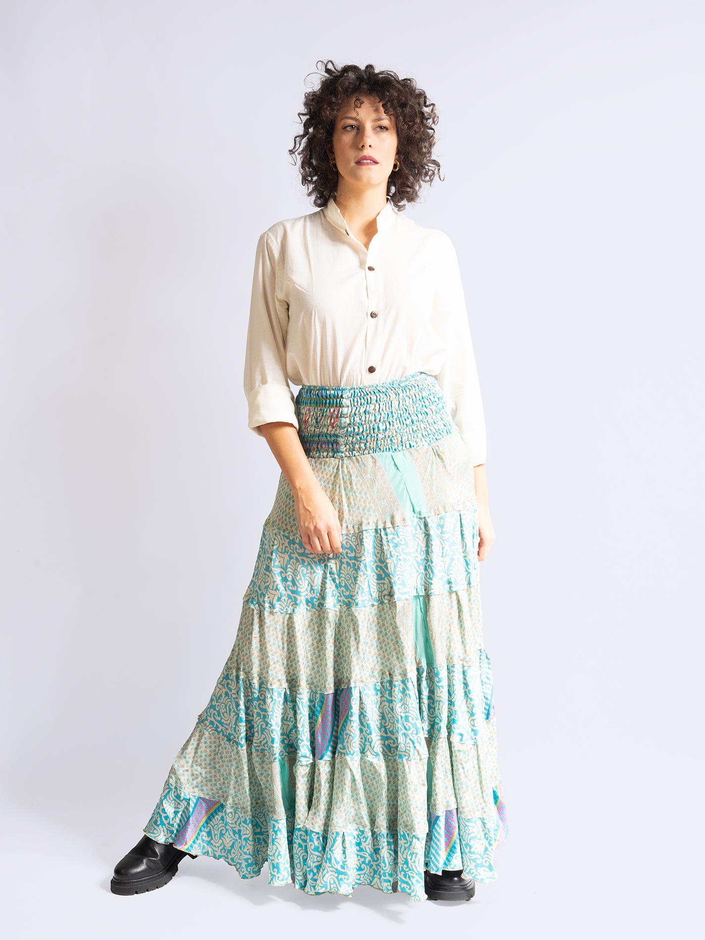 Gonna etnica a balze celeste – Hippie