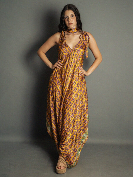 Tuta jumpsuit giallo e viola – Yoga