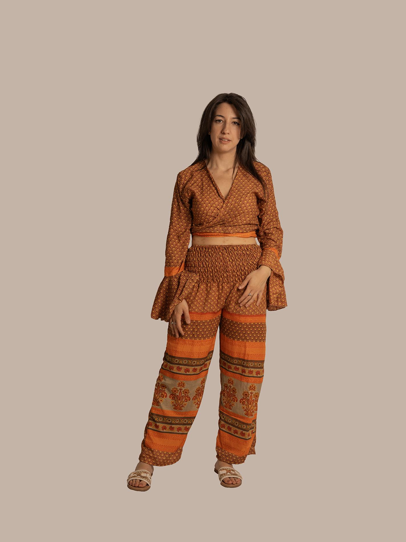 Wrap Top e Pantalone arancione – Punjabi