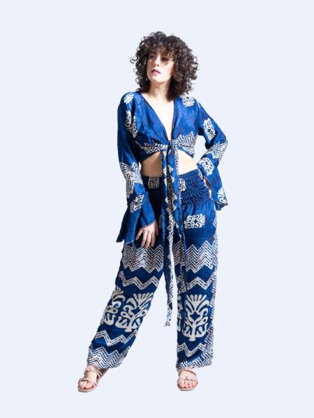 Wrap Top e Pantalone blu notte – Punjabi